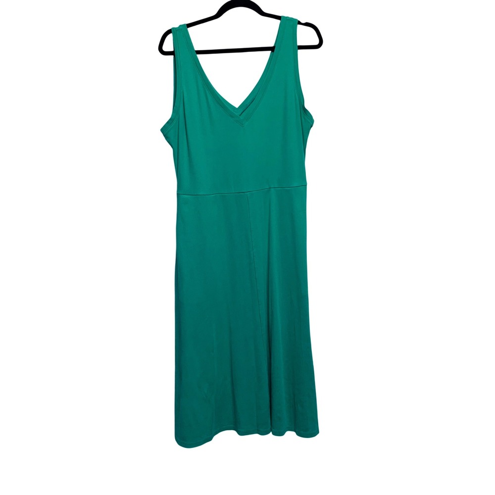 Casual Ribbed V-Neck Midi Dress XL Balletcore Minimalist Stretch Preppy Airy